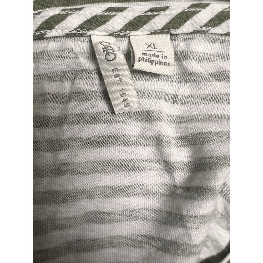 Cato Womens XL Sage Green White Striped Smocked Cuff 3/4 Sleeve Blouse Top - Picture 7 of 8
